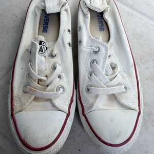 Converse All Star Low Top Sneakers White Canvas Shoes Womens Size 7‎